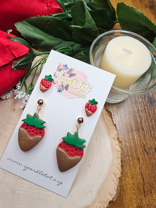 Chocolate cherry earring set