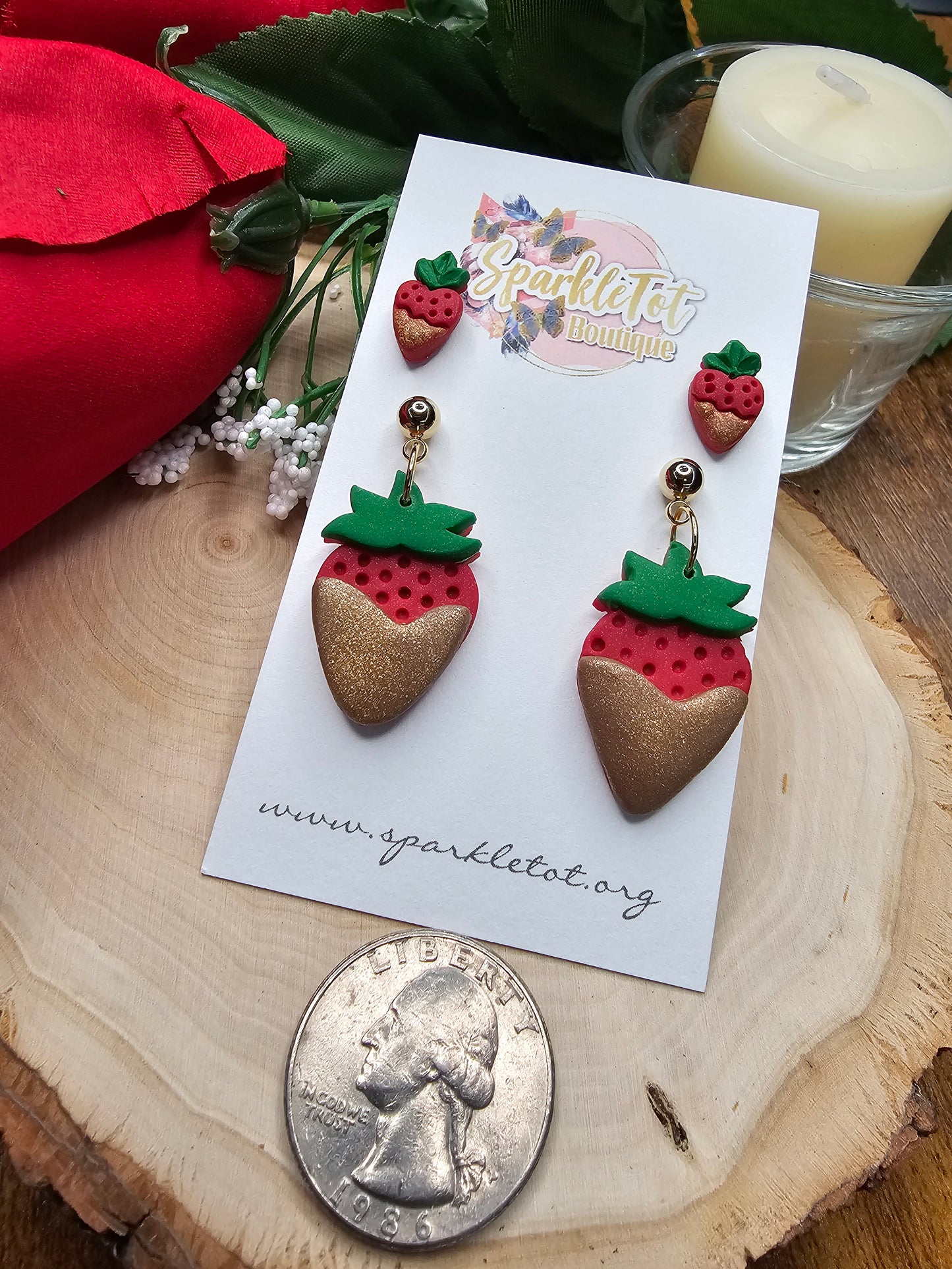 Chocolate cherry earring set