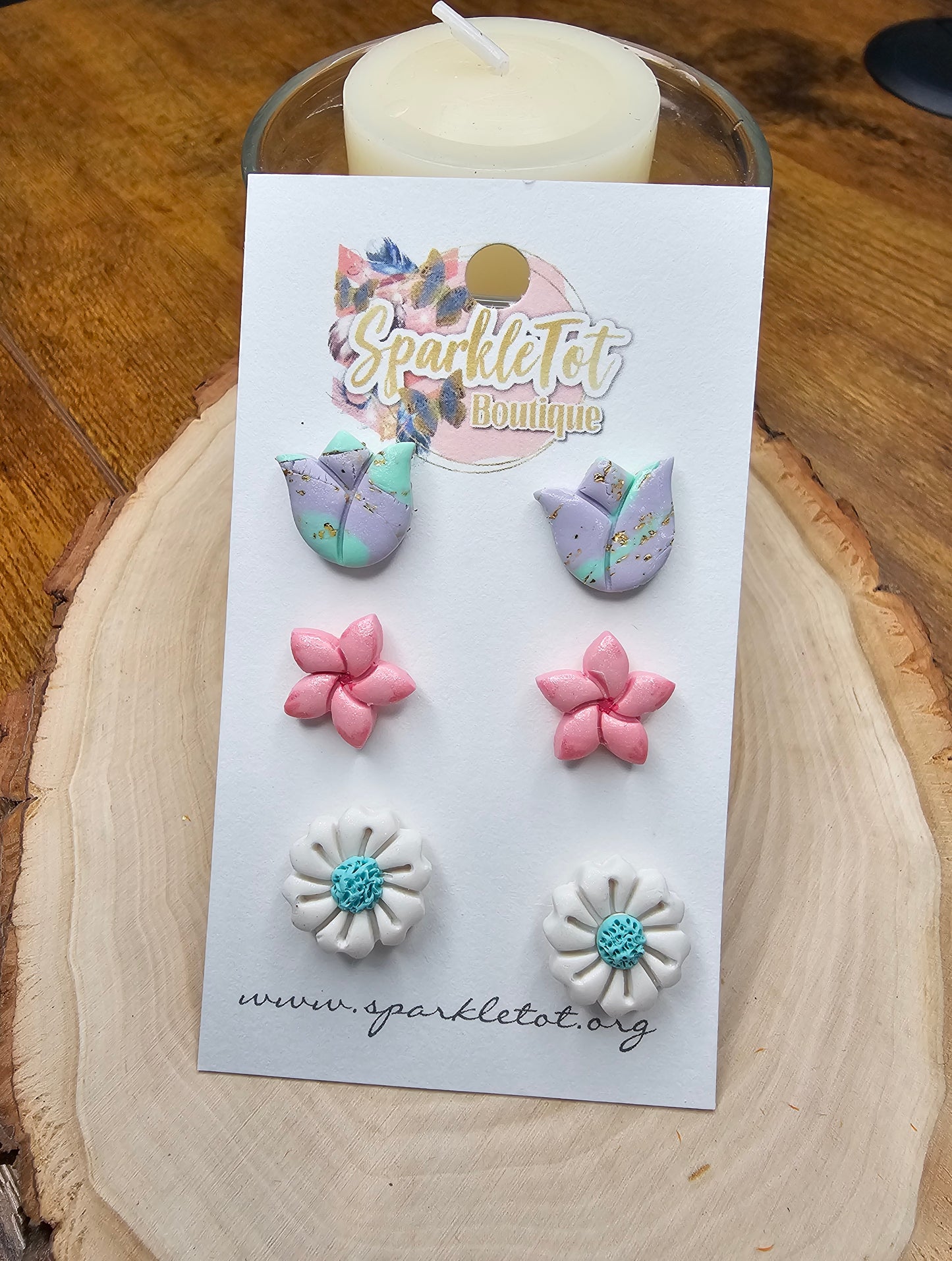 3 pack floral stud set