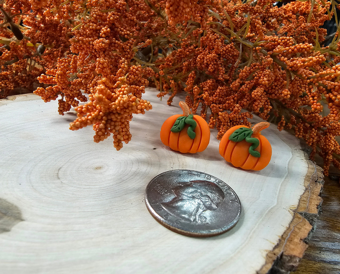 Small clay pumpkin studs